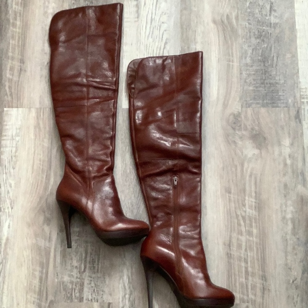Aldo Pull On Boots - Size 37 - Brown w/Hint of Red